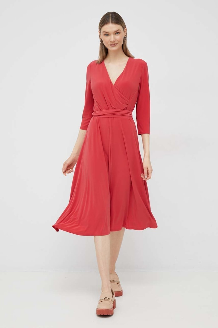 Φόρεμα Lauren Ralph Lauren με ελαστάν κόκκινο 250769904