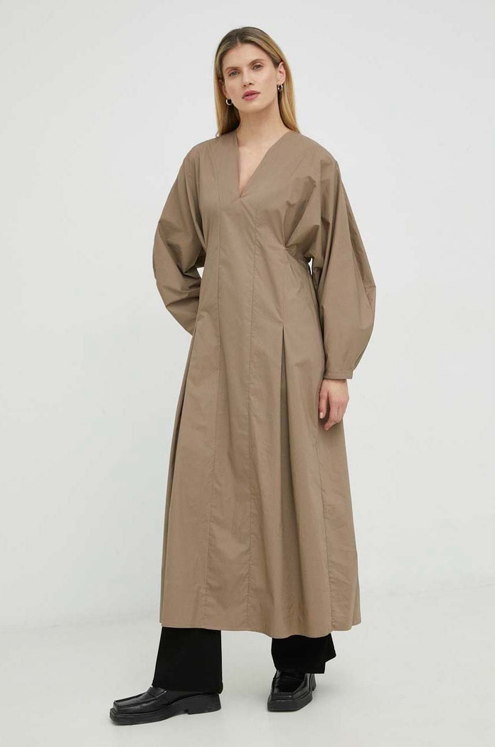 By Malene Birger sukienka bawełniana bawełna beżowy Q70321060
