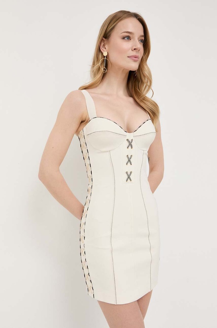 Elisabetta Franchi sukienka z elastanem beżowy AB44132E2