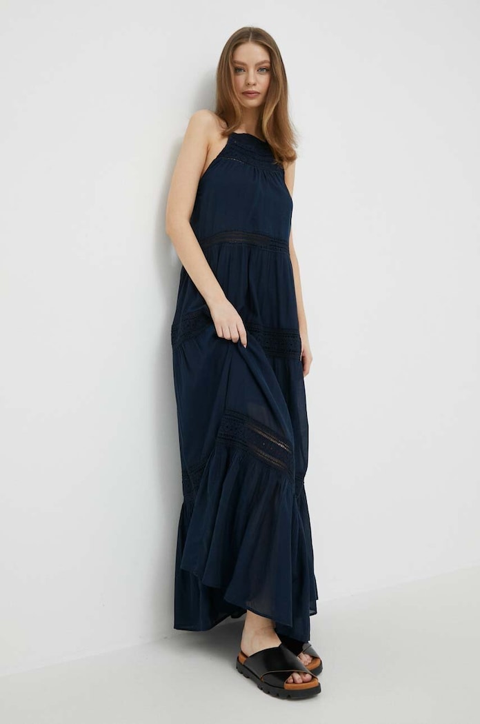 Obleka Pepe Jeans Pipra Okrogel mornarsko modra PL953276.594