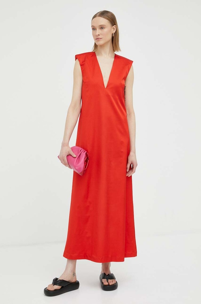 By Malene Birger sukienka wełniana z elastanem czerwony Q71199013