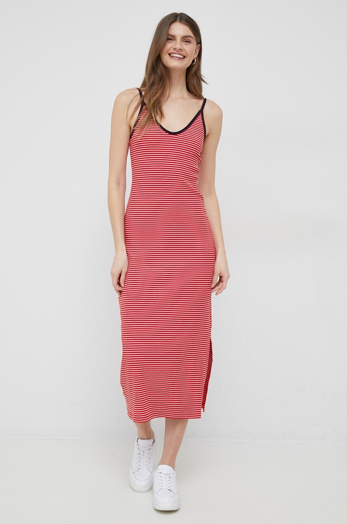 Šaty Tommy Hilfiger midi červená WW0WW37834.PPYX
