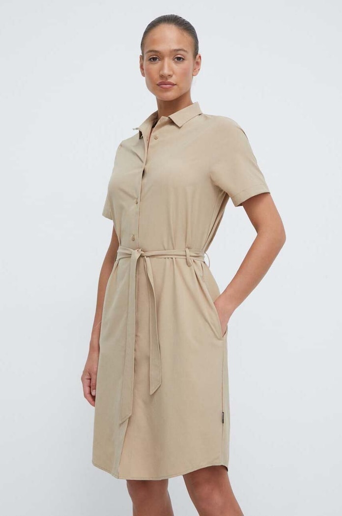 Jack Wolfskin sukienka HOLIDAY MIDI casual beżowy 1507212