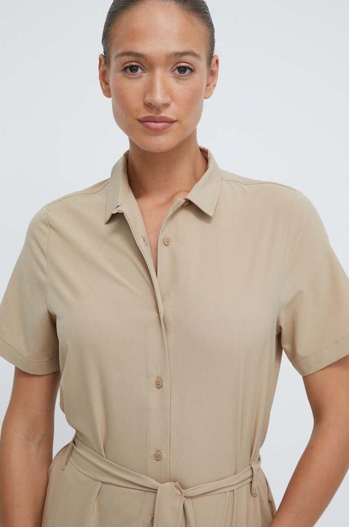 Jack Wolfskin sukienka HOLIDAY MIDI beżowy 1507212