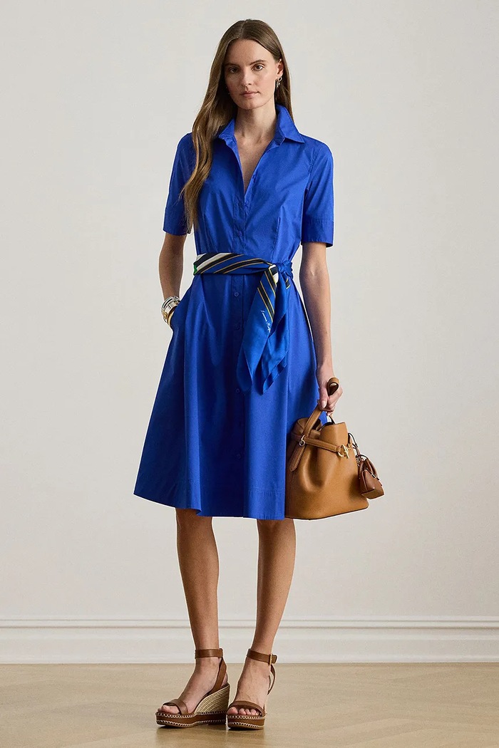 Lauren Ralph Lauren sukienka z elastanem niebieski 200748950