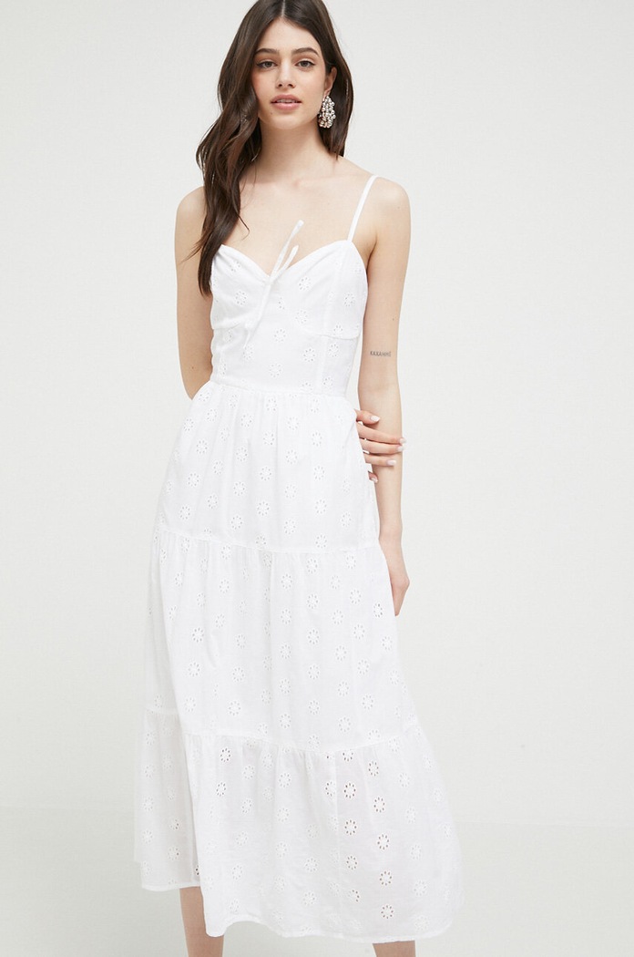 Odzież Hollister Co. Sukienka bawełniana KI359.3128.100 biały