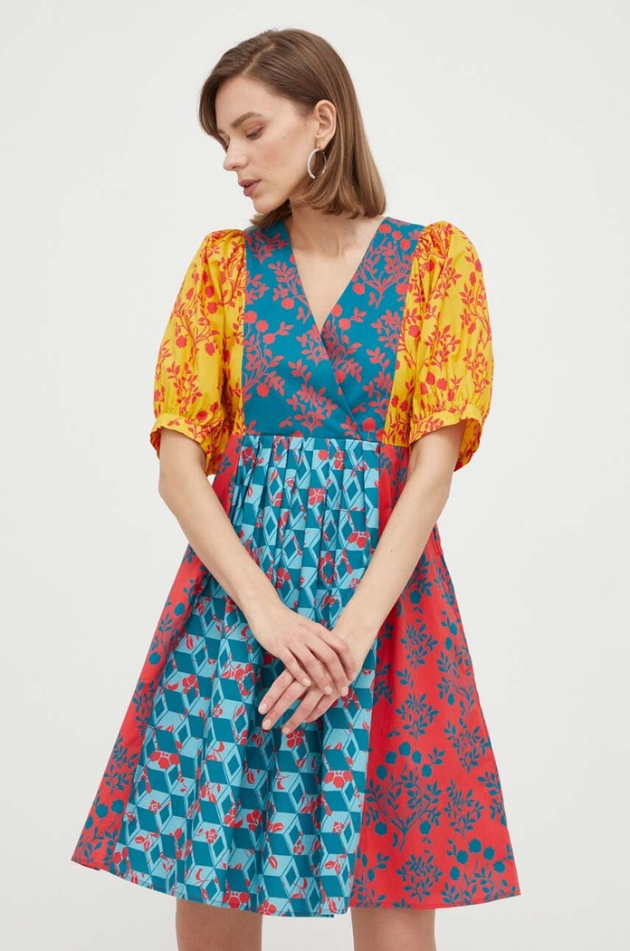 Weekend Max Mara rochie din bumbac mini multicolor 2352210535600
