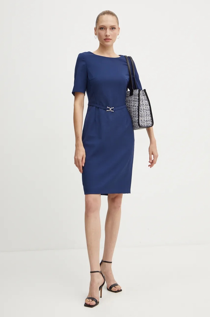 BOSS sukienka wełniana 50490041 niebieski AW25