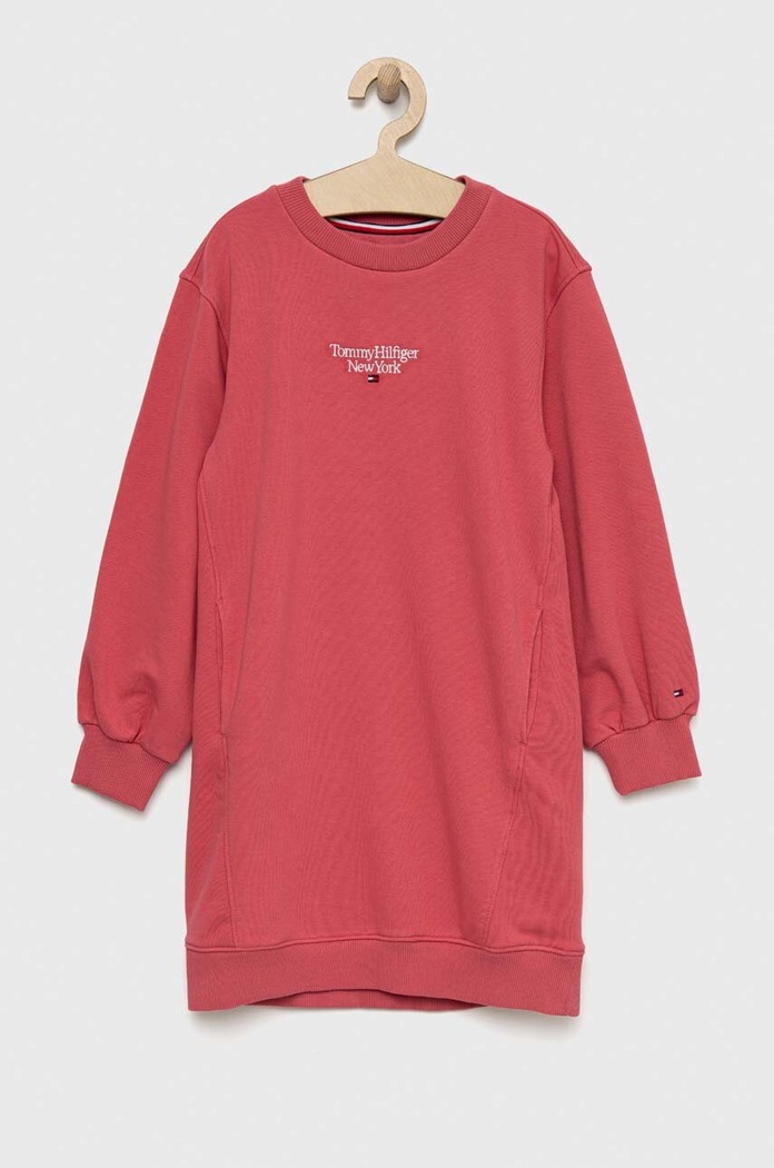 Tommy Hilfiger sukienka dziecięca aplikacja różowy KG0KG07007.PPYX