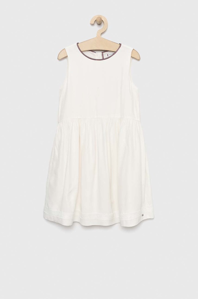 Otroška obleka Tommy Hilfiger Okrogel bela KG0KG07020.PPYX