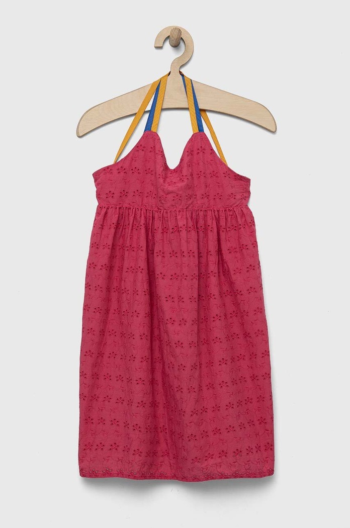 Dječja pamučna haljina Sisley 48TAYV00F.G.SEASONAL roza SS23