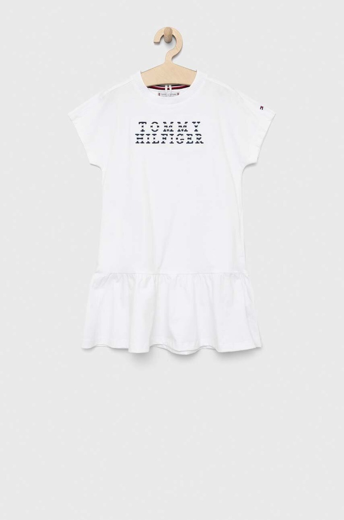 Tommy Hilfiger sukienka bawełniana dziecięca krótki biały KG0KG07187.PPYX