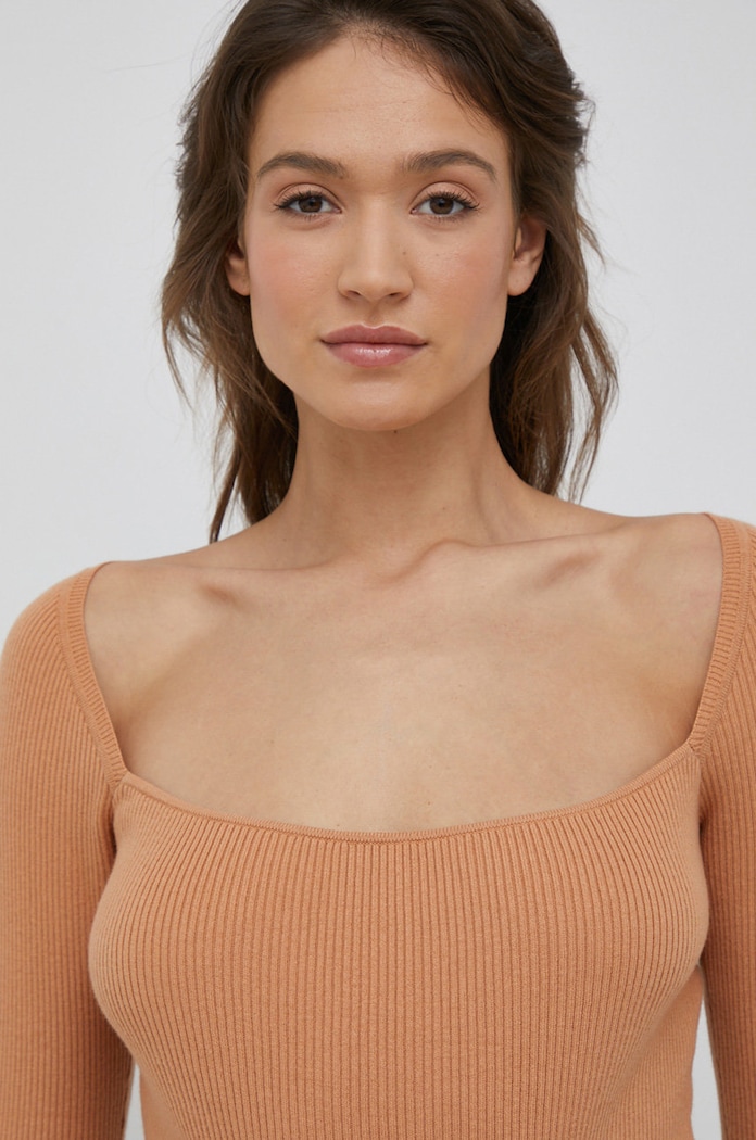 Πουλόβερ με προσθήκη μαλλιού Calvin Klein πορτοκαλί K20K205096.PPYX