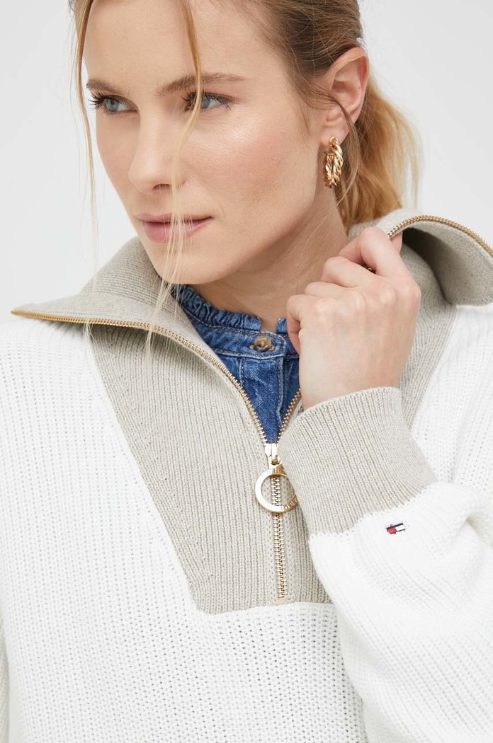 Tommy Hilfiger sweter bawełniany beżowy WW0WW37003.PPYX