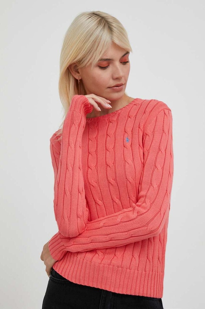 Polo Ralph Lauren sweter bawełniany bawełna pomarańczowy 211891640