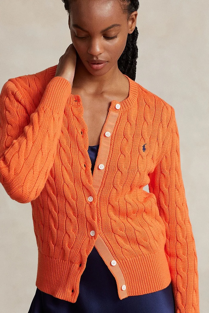 Polo Ralph Lauren kardigan bawełniany kolor pomarańczowy w PRM