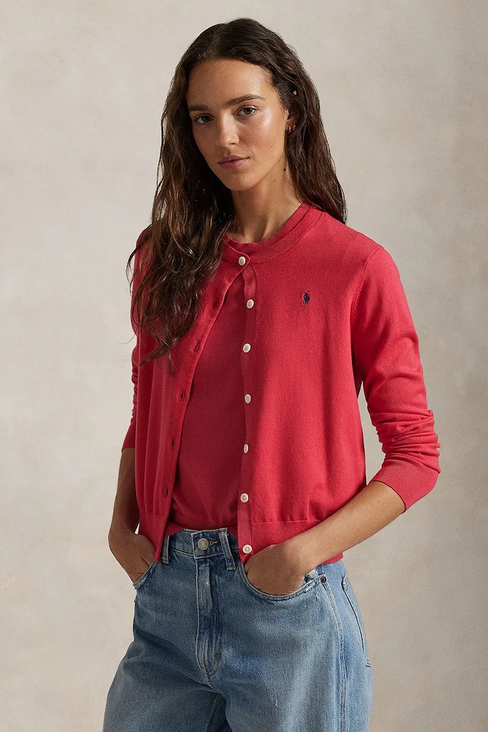 Kardigan Polo Ralph Lauren kulatý červená 211891672