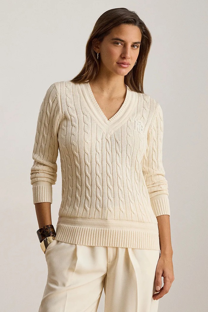 Lauren Ralph Lauren sweter damski z bawełną beżowy 200888795