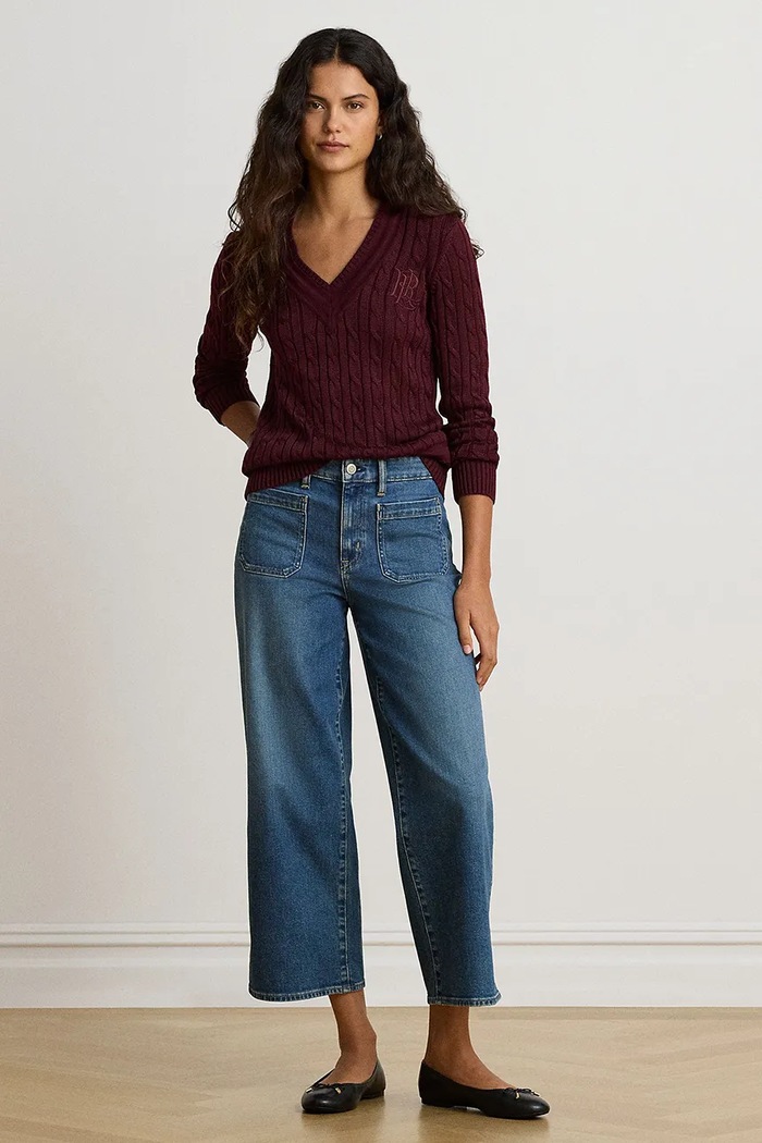 Odzież Lauren Ralph Lauren Sweter damski z bawełną 200888795 bordowy