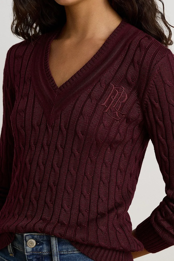 Sweter damski z bawełną Lauren Ralph Lauren 200888795 bordowy