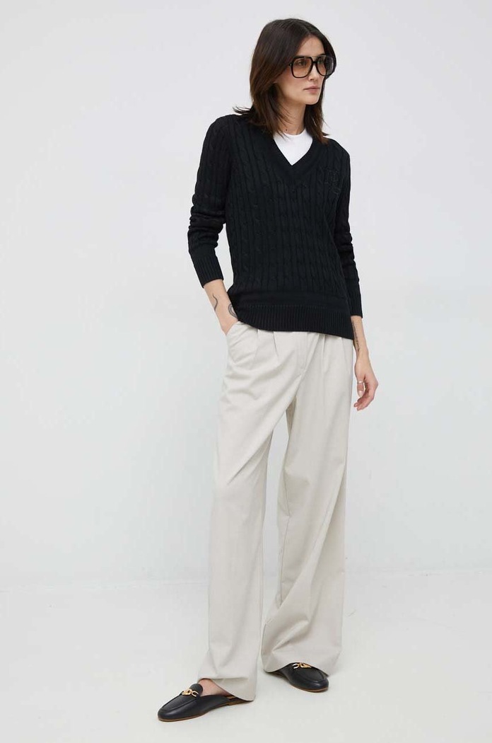 Lauren Ralph Lauren sweter damski z bawełną 200888795 czarny AW24