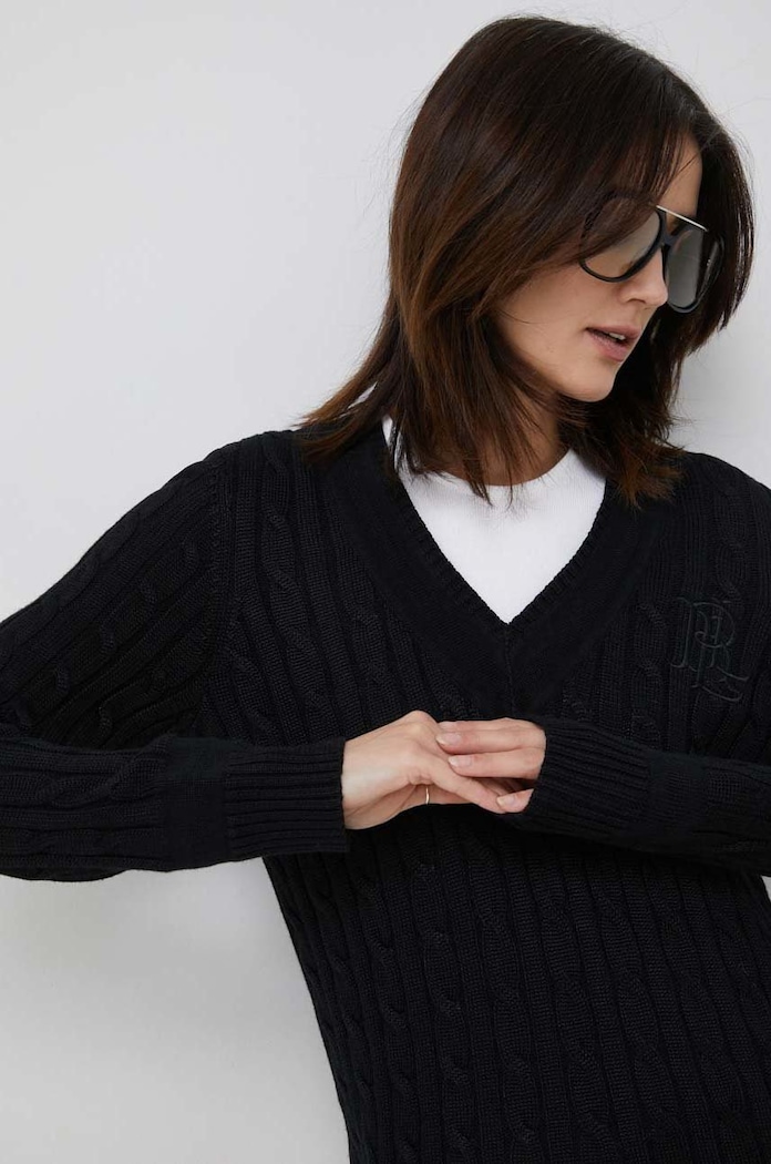 Lauren Ralph Lauren sweter damski z bawełną czarny 200888795