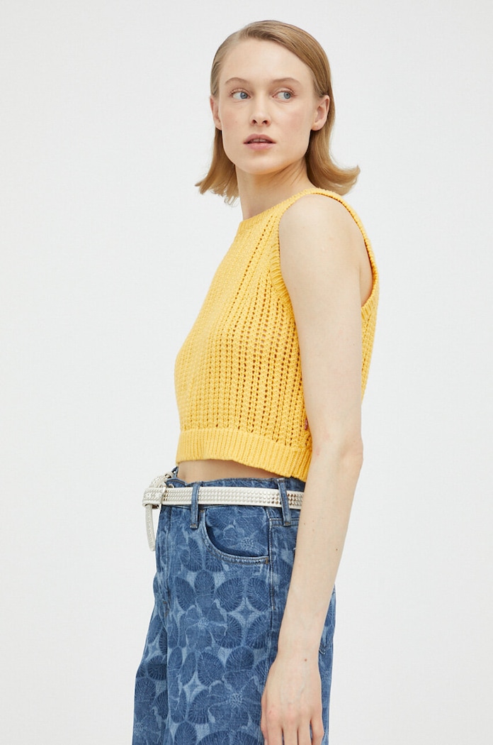 Βαμβακερό γιλέκο Levi's βαμβάκι κίτρινο A4247.0001