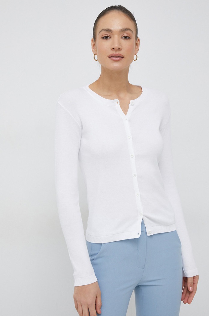 Bavlněný kardigan United Colors of Benetton bavlna bílá 1091D5558.101
