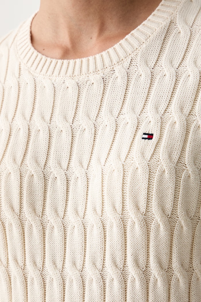 Tommy Hilfiger pulover kratkih rukava za žene od pamuka WW0WW38744.PPYX bež