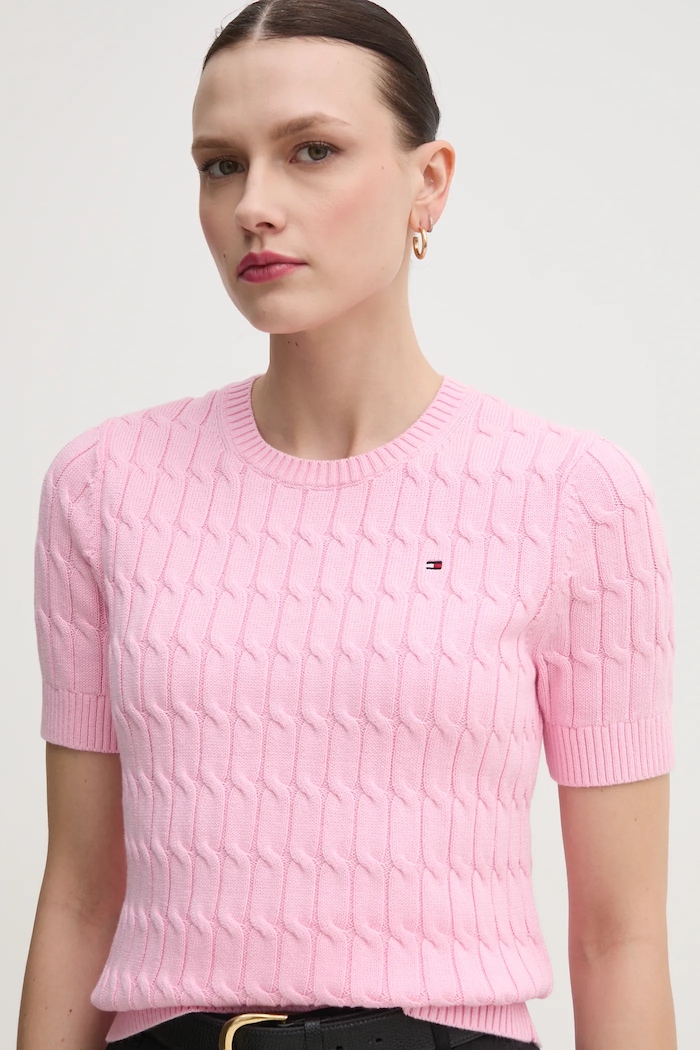 Tommy Hilfiger maglione in cotone rosa WW0WW38744.PPYX