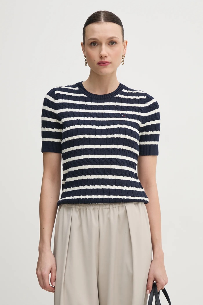 Bavlnený sveter Tommy Hilfiger bavlna tmavomodrá WW0WW38744.PPYX