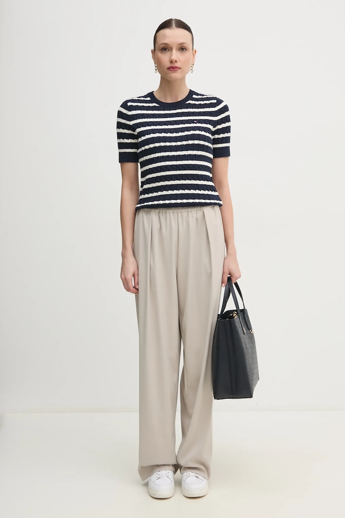 Bavlnený sveter Tommy Hilfiger WW0WW38744.PPYX tmavomodrá SS25