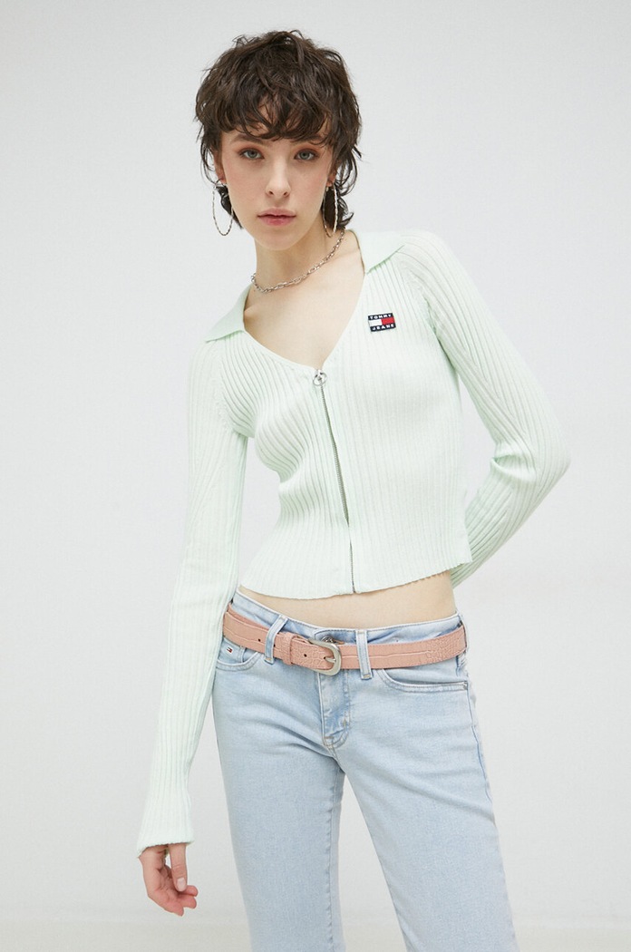 Tommy Jeans kardigan zielony DW0DW15783.PPYX