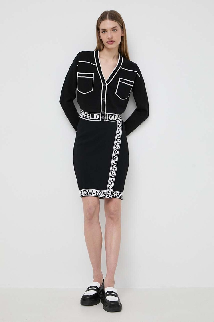 Ζακέτα από μίγμα μαλλιού Karl Lagerfeld 231W2011 μαύρο AW24