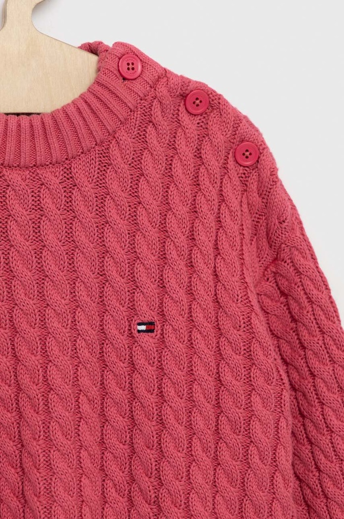 Dziewczynka Tommy Hilfiger sweter bawełniany dziecięcy KG0KG07106.PPYX różowy