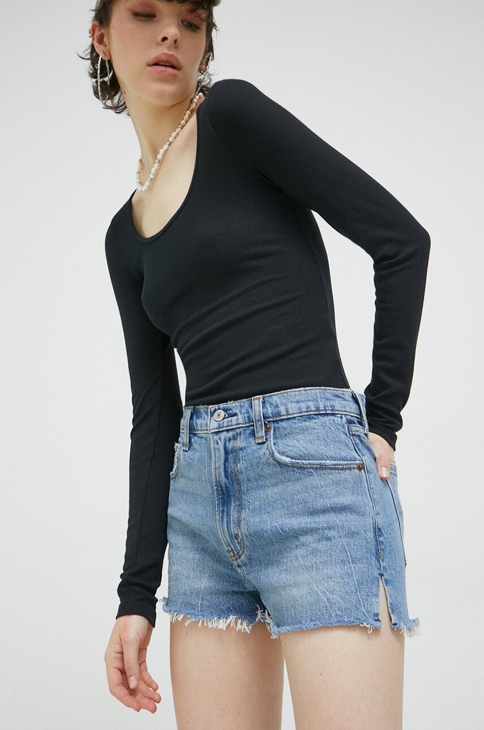 Rifľové krátke nohavice Abercrombie & Fitch rifľovina modrá KI149.3007.278