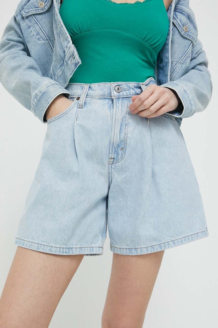 Abercrombie & Fitch szorty jeansowe tkanina niebieski KI149.3179.280