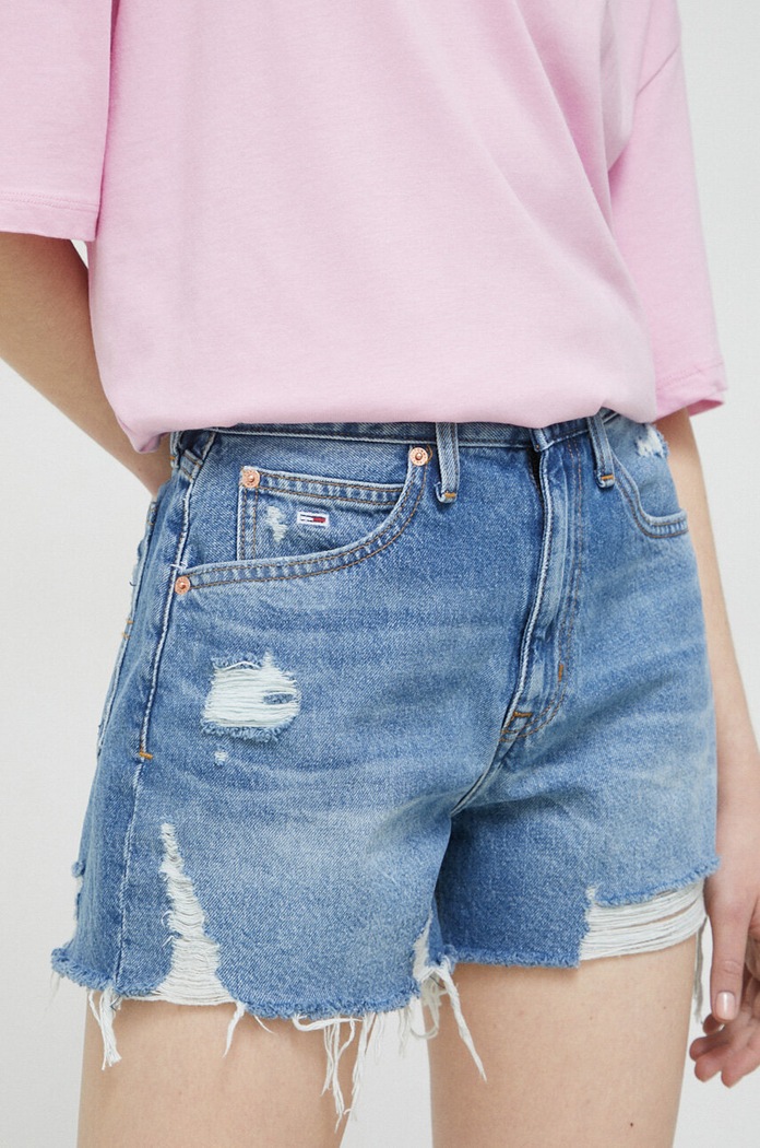Odzież Tommy Jeans szorty jeansowe DW0DW15592.PPYX niebieski