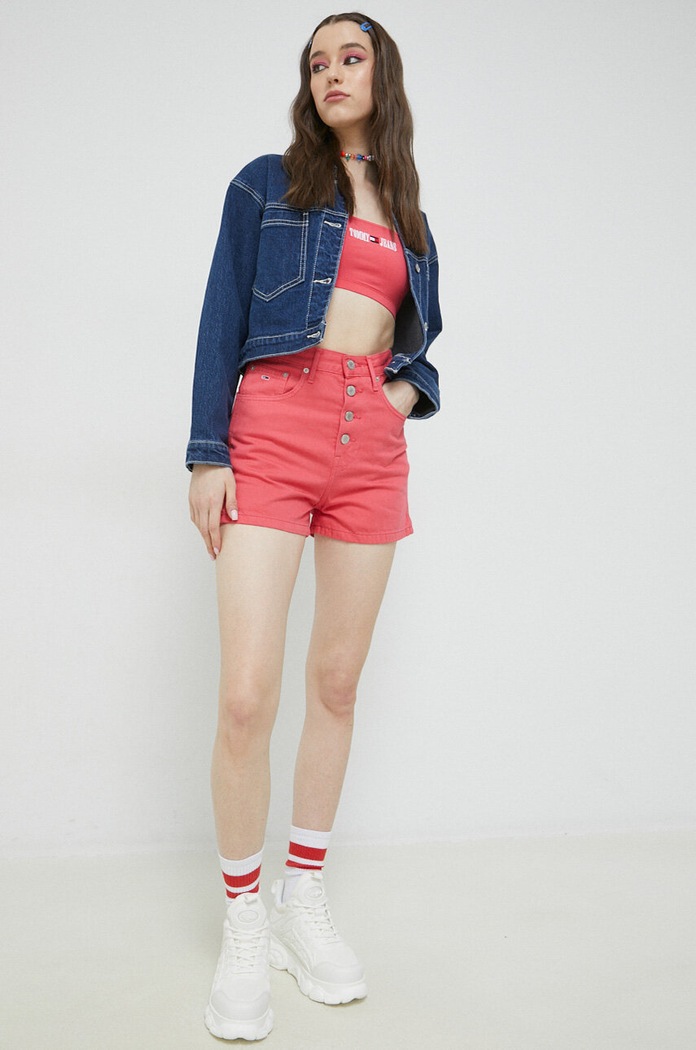 Tommy Jeans szorty jeansowe DW0DW15607.PPYX różowy SS23