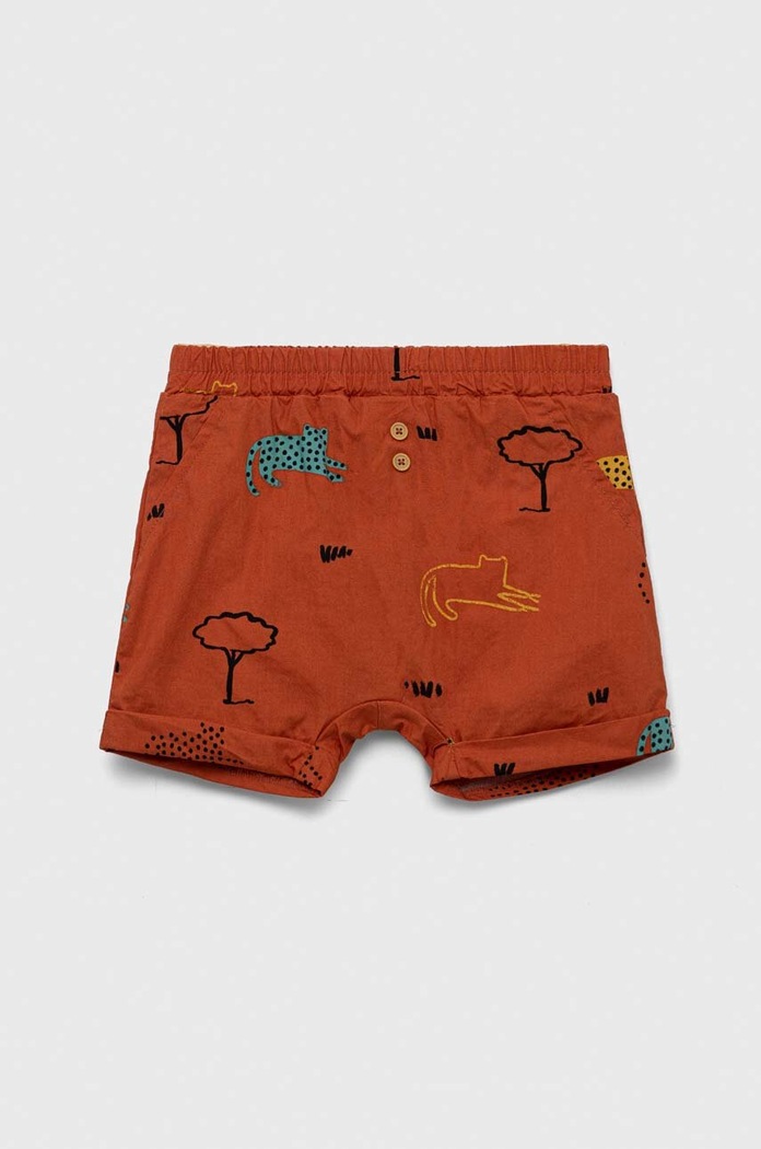 Bombažne kratke hlače za dojenčke United Colors of Benetton Casual rjava 484WA900E.W.SEASONAL
