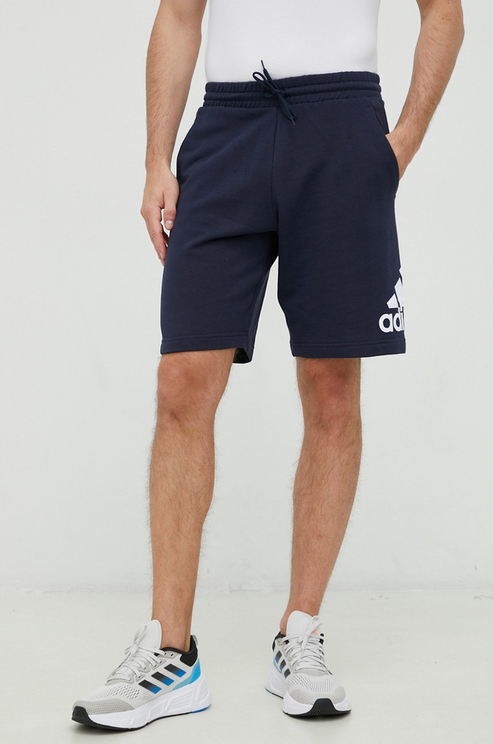 adidas szorty bawełniane Essentials nadruk granatowy IC9402