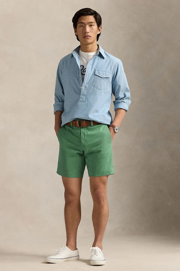 Polo Ralph Lauren chino šortky pánské bavlněné s elastanem látka modrá 710799213