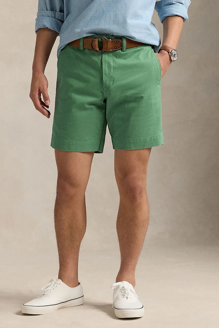 Polo Ralph Lauren chino šortky pánské bavlněné s elastanem 710799213 modrá SS26