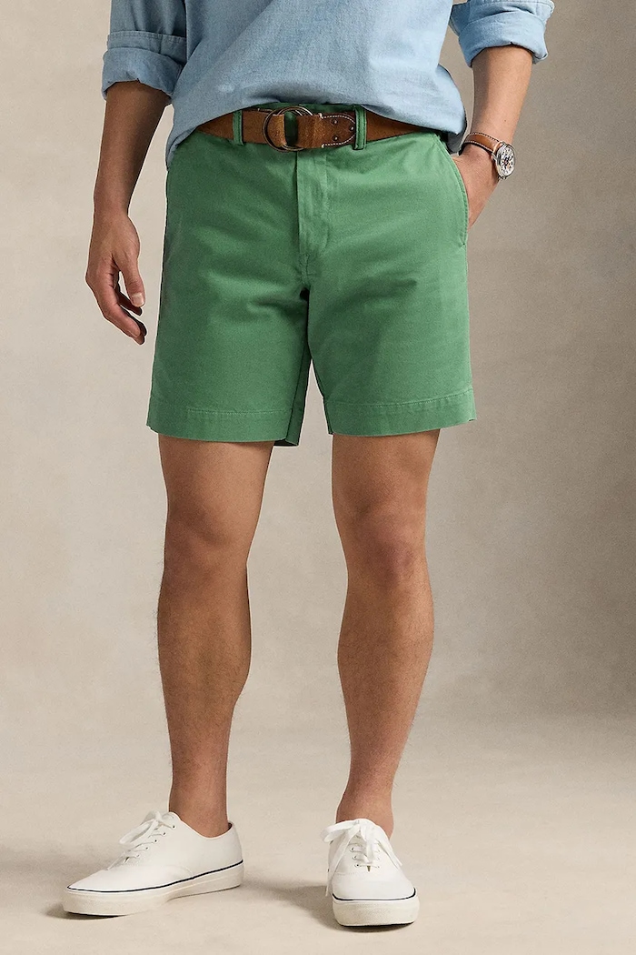 Polo Ralph Lauren chino šortky pánské bavlněné s elastanem 710799213 modrá SS26