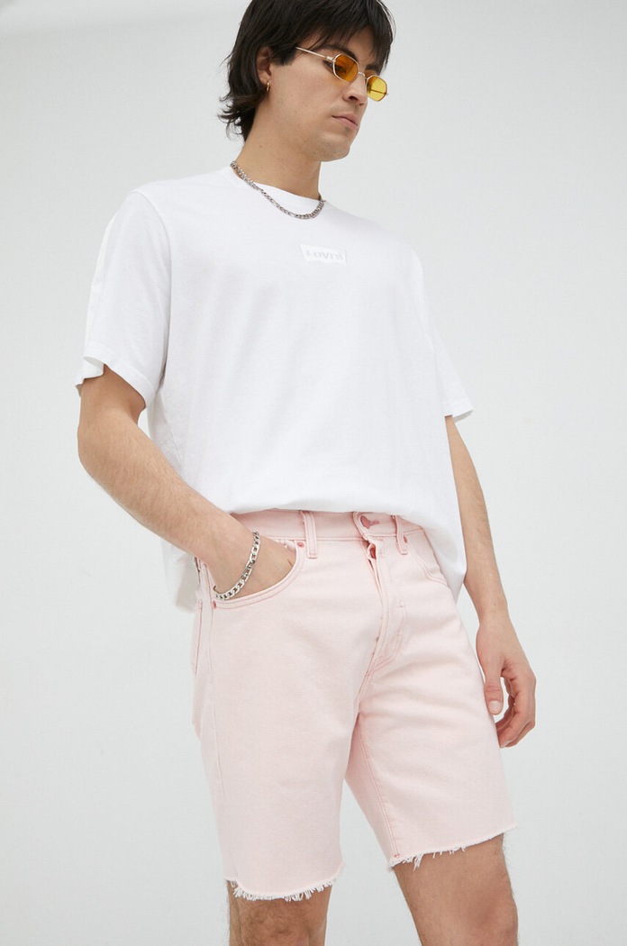 Levi's szorty jeansowe bawełna różowy 85221.0060