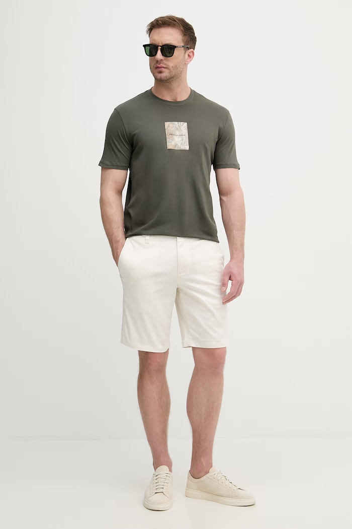 Armani Exchange pantaloni scurți bărbătești cu bumbac 8NZS42.ZN1RZ bej SS26
