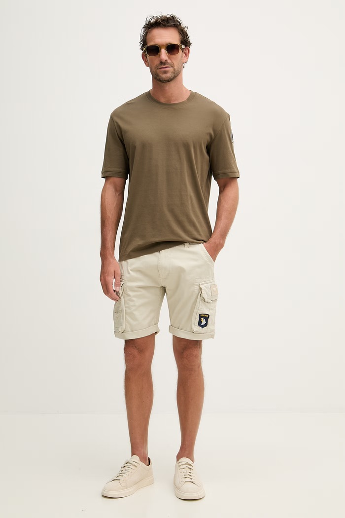 Alpha Industries cargo šortky pánské bavlněné s elastanem 186209 béžová SS26