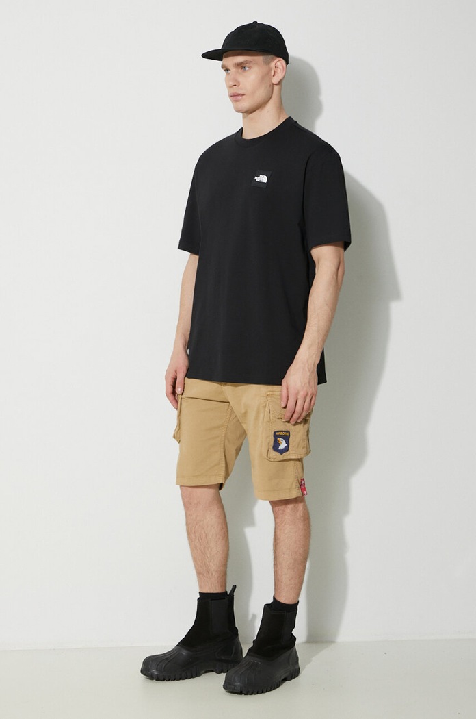 Alpha Industries pantaloni scurți cargo bumbac cu elastan pentru bărbați 186209 bej SS26