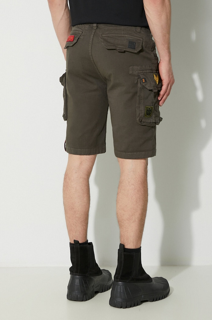 Îmbrăcăminte Alpha Industries pantaloni scurți cargo din bumbac cu elastan pentru bărbați 186209 verde