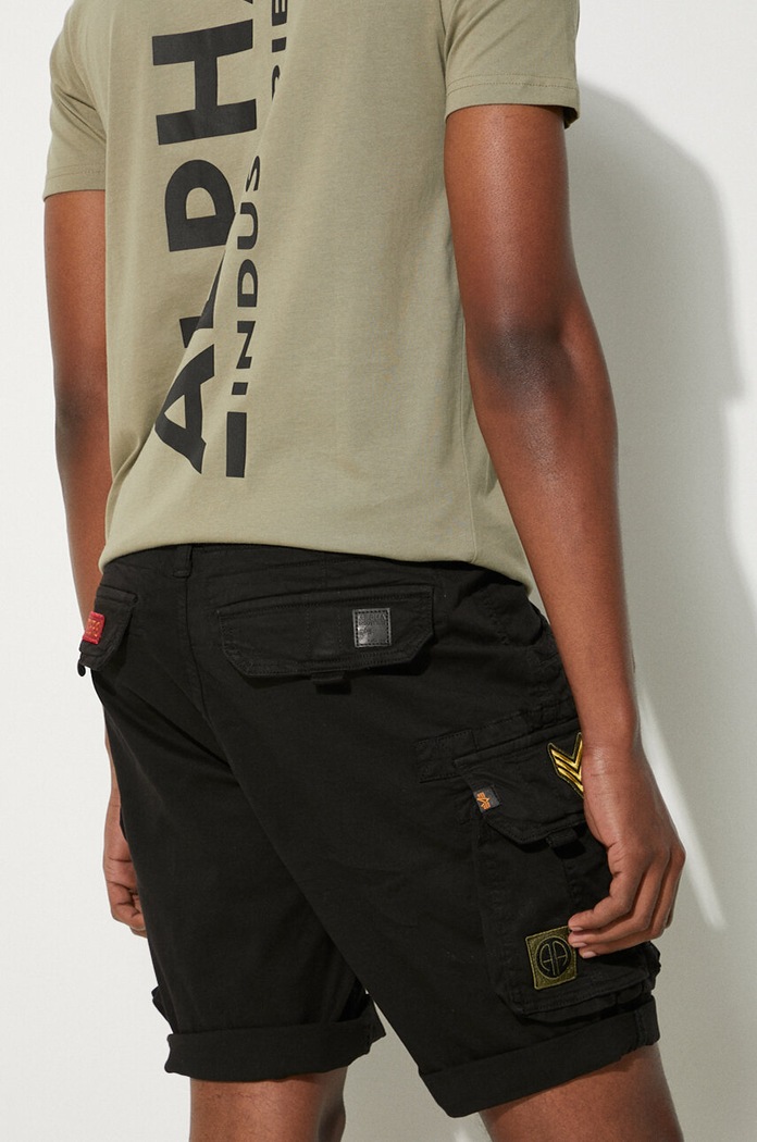 Îmbrăcăminte Alpha Industries Pantaloni scurți cargo din bumbac cu elastan pentru bărbați 186209 negru
